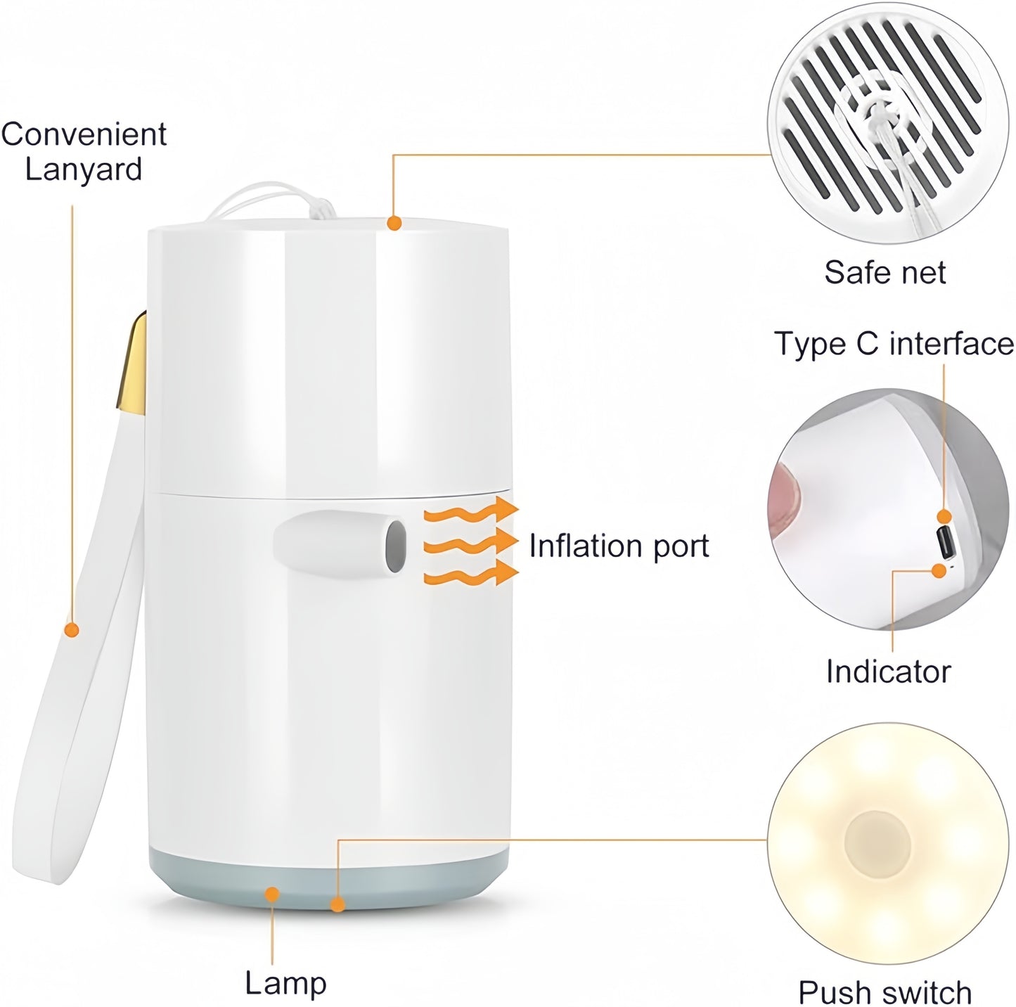 Mini Portable Air Pump with LED Light