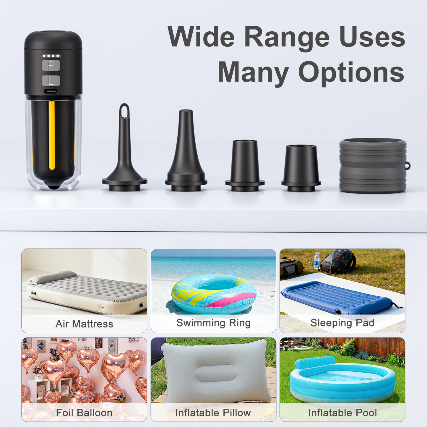 3-in-1 Inflator, Vacuum Pump & Camping Light