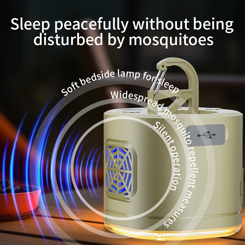 An all-in-one outdoor solution combining lighting, cooling, and ultrasonic mosquito protection.