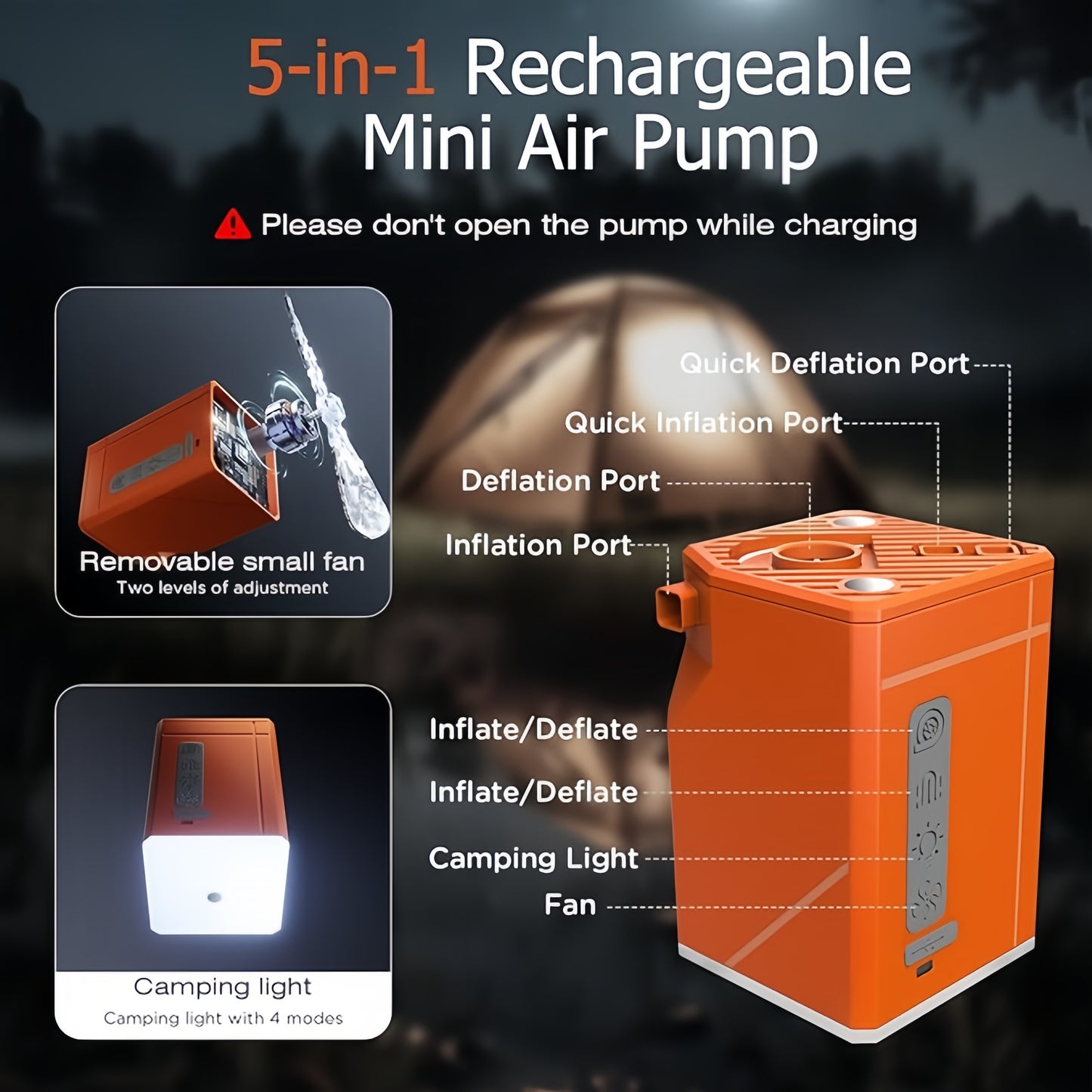 Product Specifications – 3-in-1 Camping Inflatable Lantern with Fan