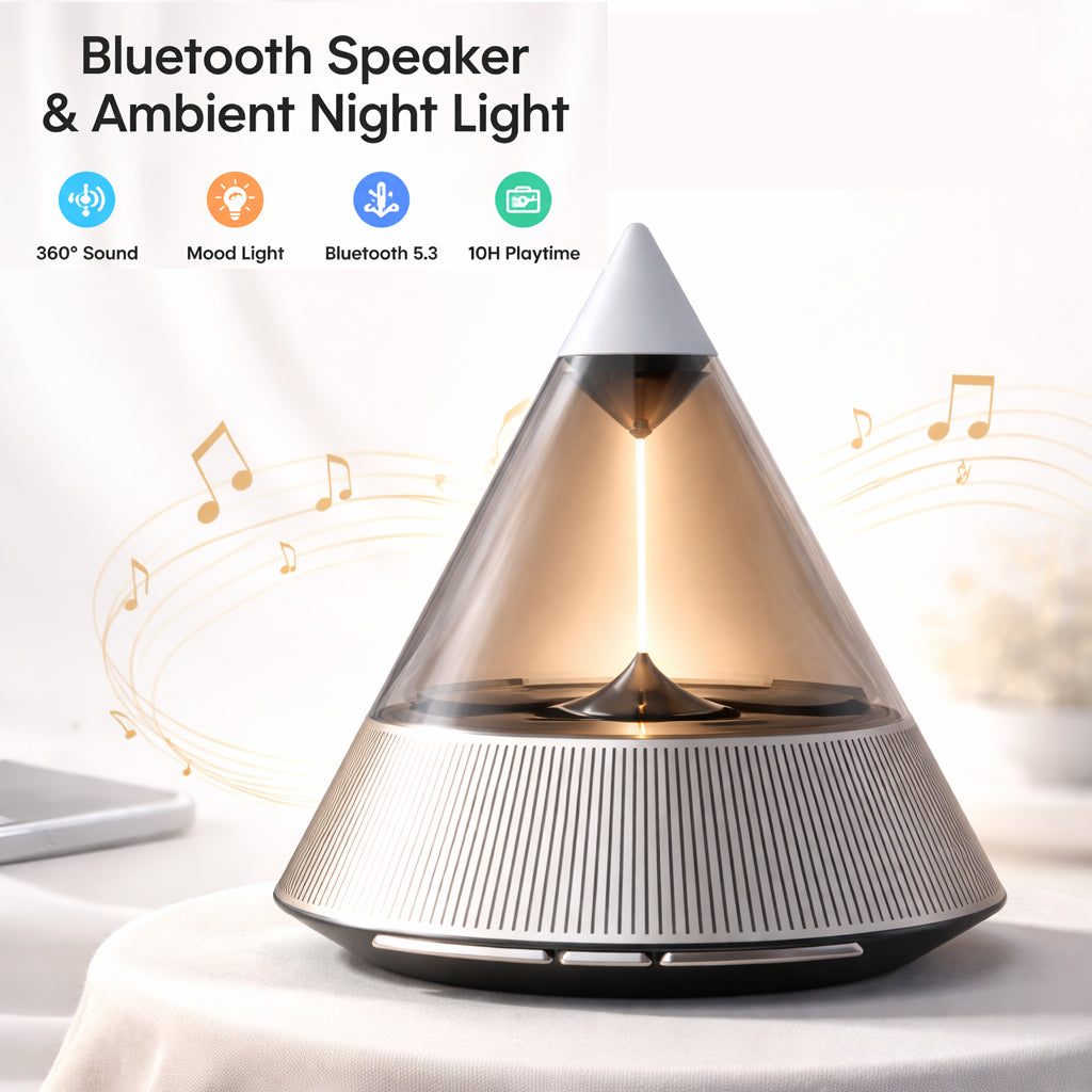 3-in-1 Bluetooth Speaker Night Light & Aroma Diffuser – Ambient Lamp with 360° Sound, Relaxing Aromatherapy & Warm Mood Lighting