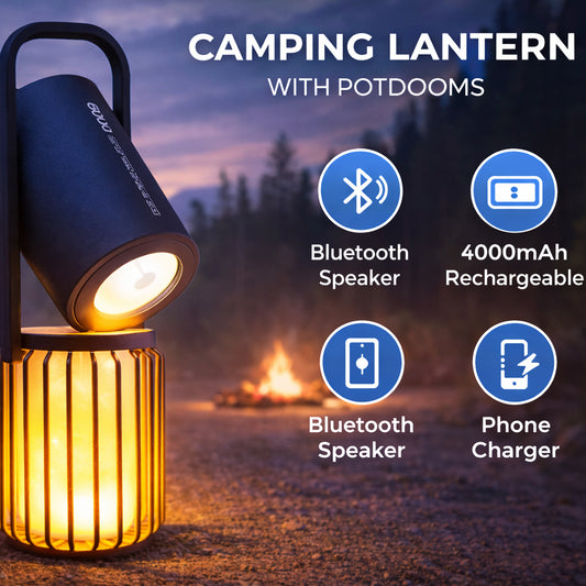 3-in-1 Camping Lantern with Bluetooth Speaker & Flame Light | Rechargeable Outdoor Lantern
