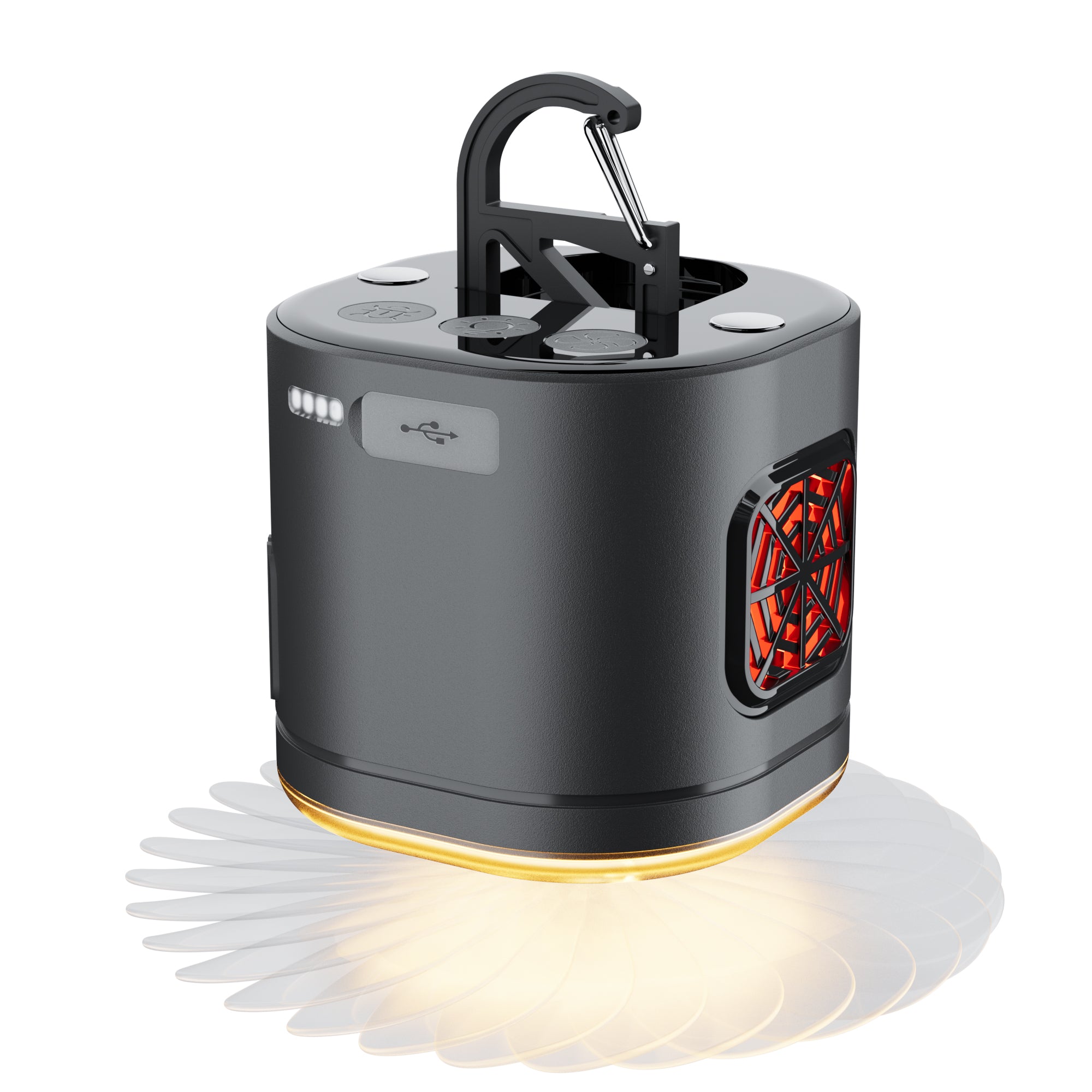 An all-in-one outdoor solution combining lighting, cooling, and ultrasonic mosquito protection.