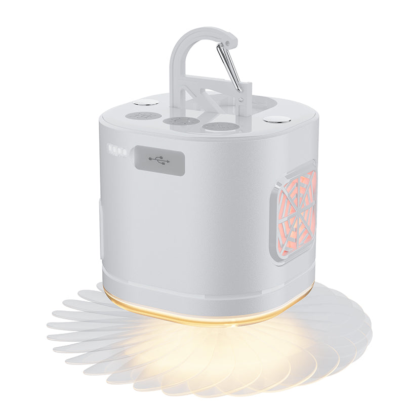 An all-in-one outdoor solution combining lighting, cooling, and ultrasonic mosquito protection.